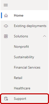 Select Support on the left navigation pane.