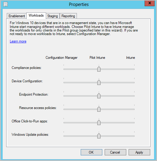 Co-management Workloads tab hasn't changed