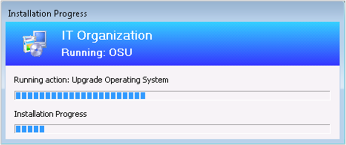 Example task sequence progress with Windows upgrade progress