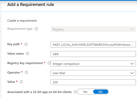Screenshot of UBR less than 329 example.