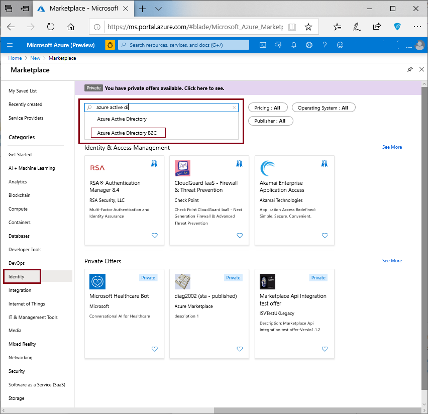 Create new Azure Active Directory B2C instance using the Azure portal.