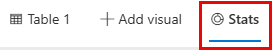 Screenshot of the query results tabs, with the Stats tab highlighted.