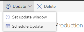 Screenshot of the Schedule Update Action action.