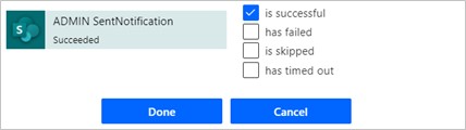 Screenshot of Configure run after with "is successful" selected.