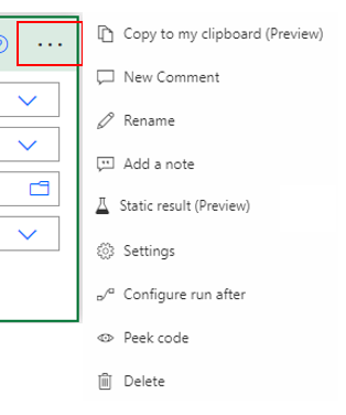 Screenshot of the ellipsis buttons next to SharePoint actions.