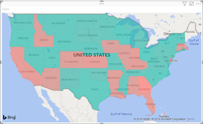 Diagram of Example of a filled map Visual.