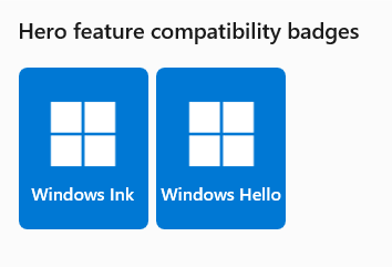 Feature compatibility badges.