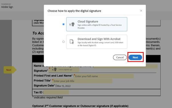 How to apply the digital signature.