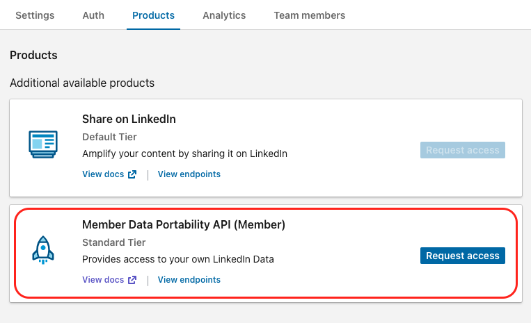 apply for member data portability api product