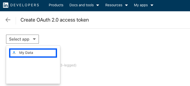 Select the application provisioned with Member Data Portability (Member) API Product