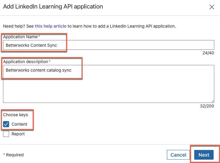 Learning Add Content Sync Credentials