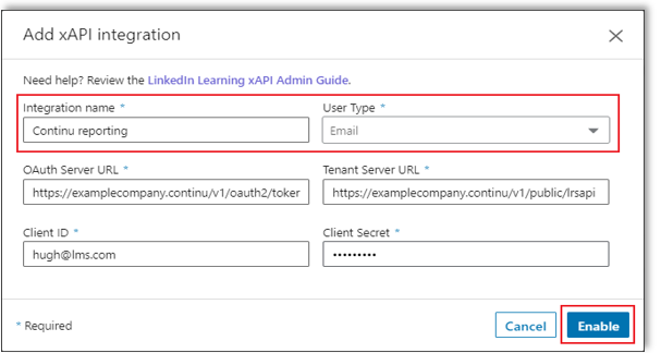 linkedin-learning-enable-xapi-integration-screen