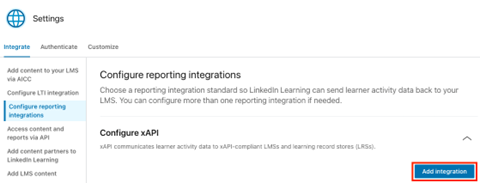 Add XAPI integration within LinkedIn Learning