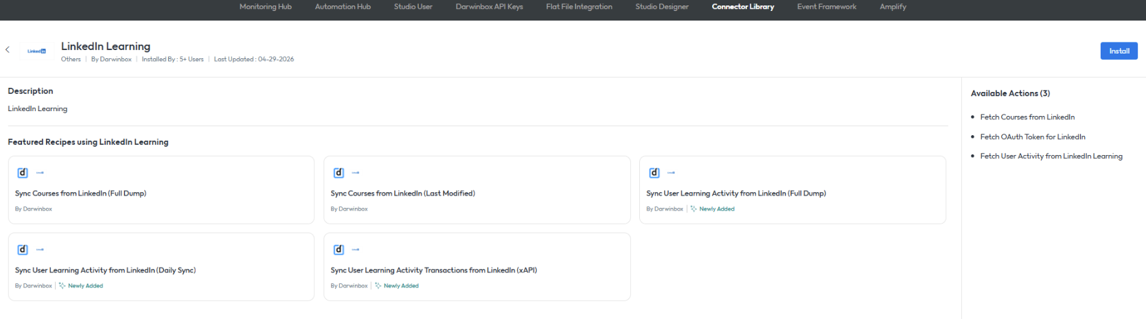 LinkedIn Learning settings within darwinbox