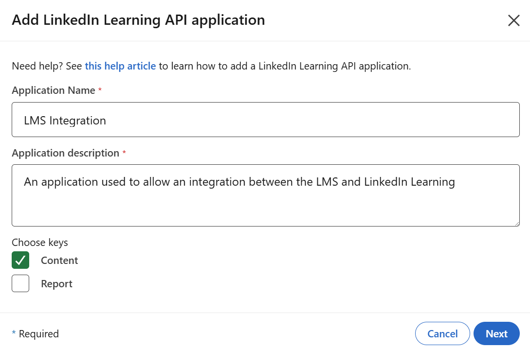 API application information