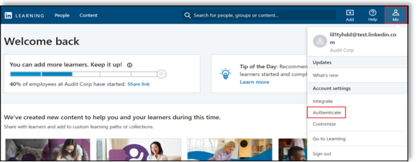 linkedin-learning-authenticate-navigation-screen