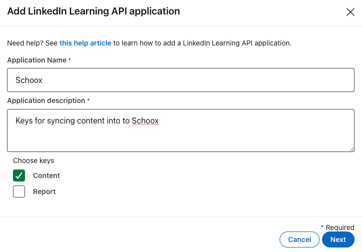 API application information