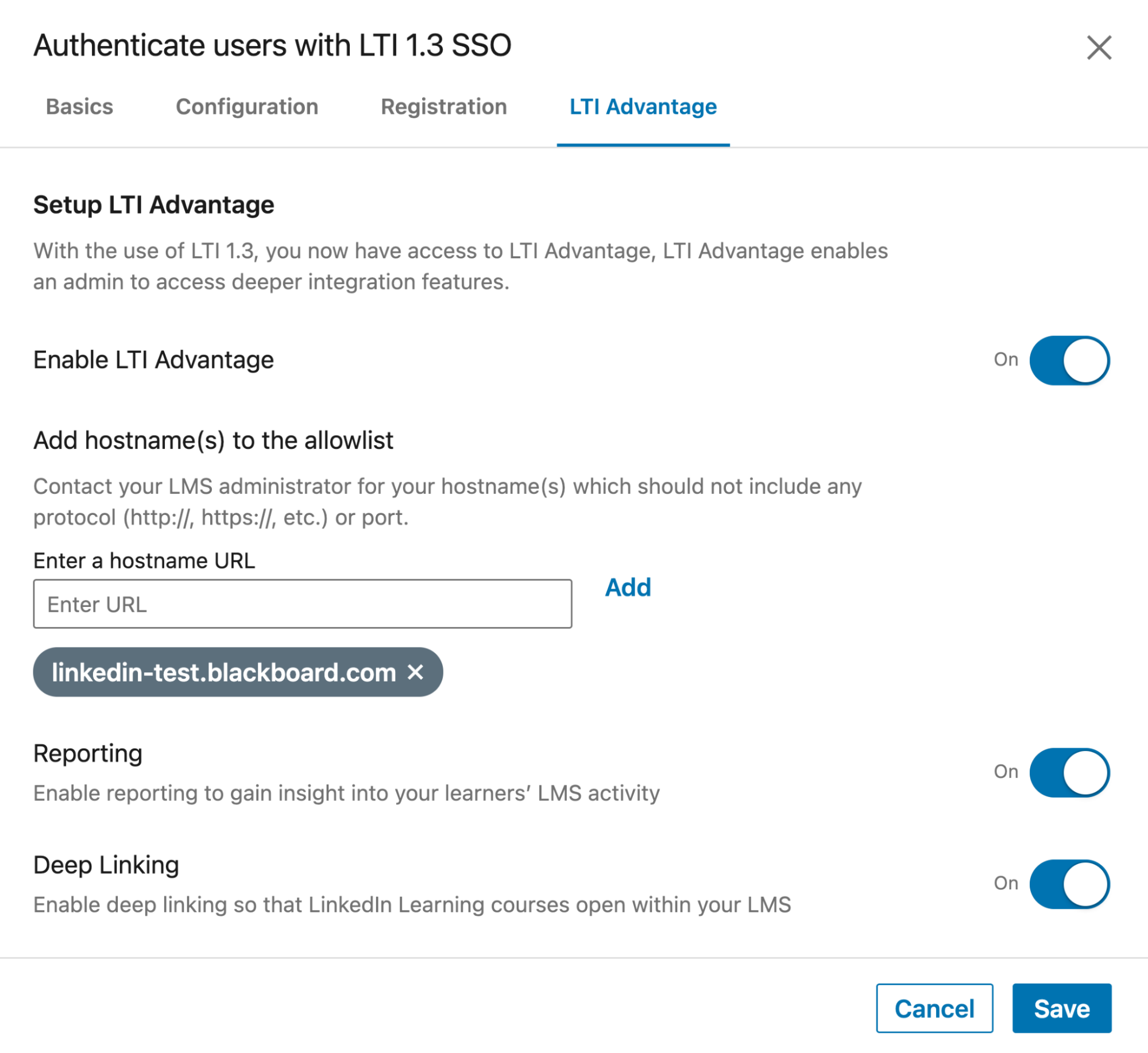 LTI Advantage Configuration