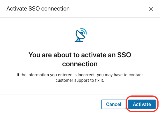 Activate SSO Connection Button