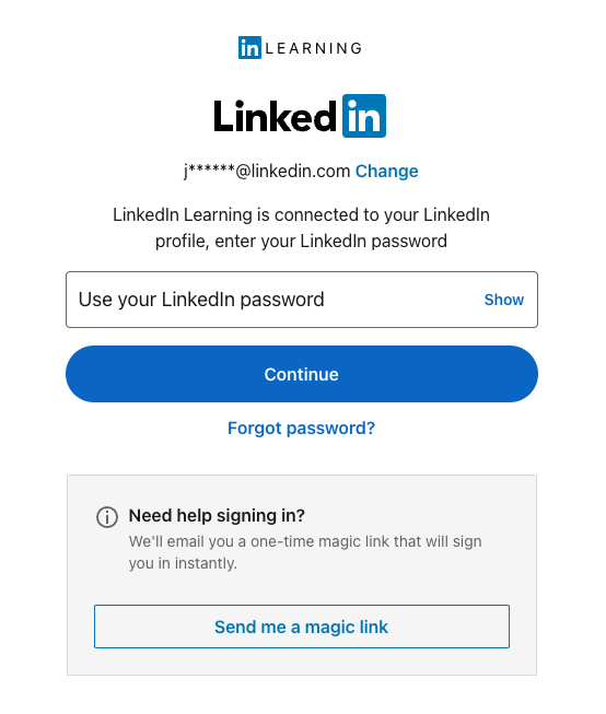 LinkedIn login screen