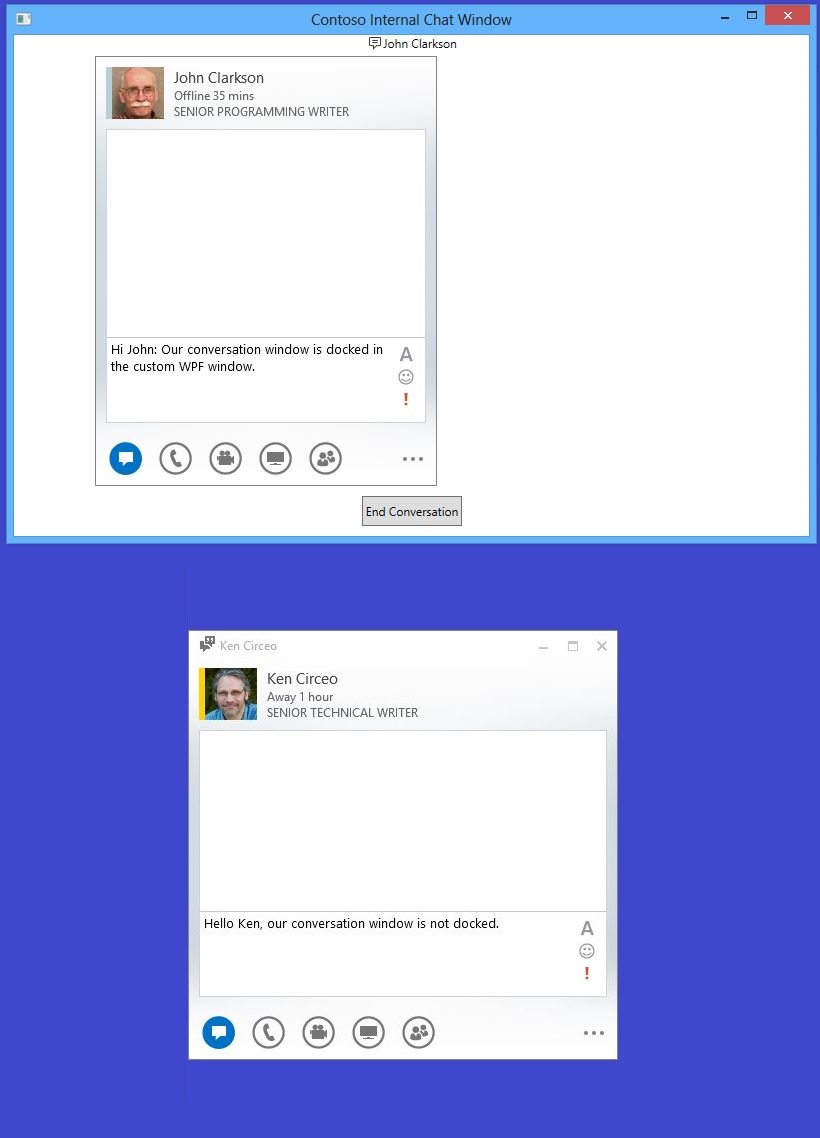 Side by side view of a docked conversation window