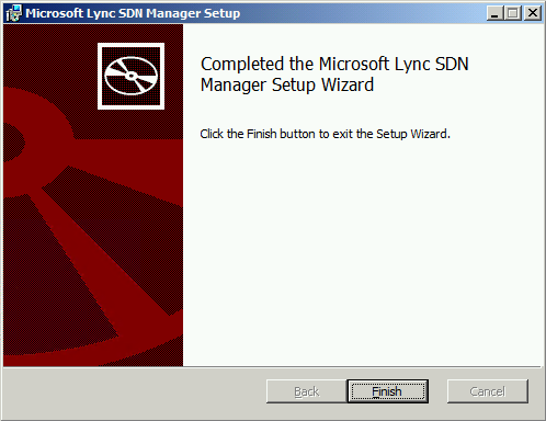 Lync SDN Manager completed setup dialog box