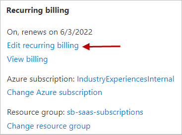 Screenshot showing the Edit recurring billing link.