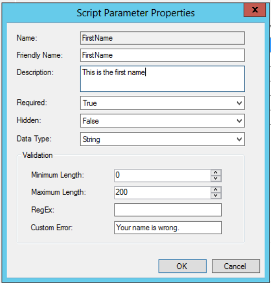 Script parameters - string