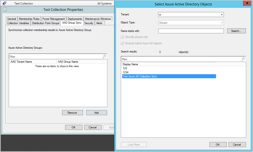 Synchronize collections to Azure AD
