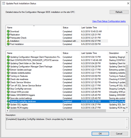 Database upgrade monitoring during installation