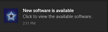 New software is available notification with custom logo
