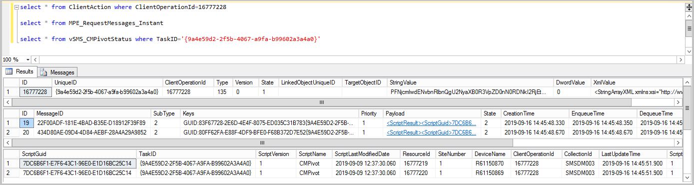 CMPivot SQL queries for troubleshooting in version 1902