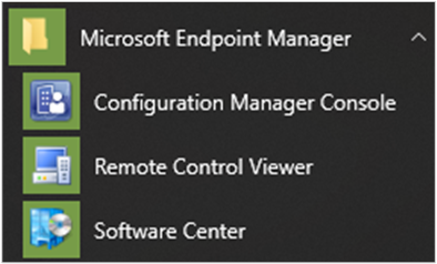 Microsoft Endpoint Manager start menu icons.