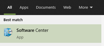 Software Center best match in Start menu
