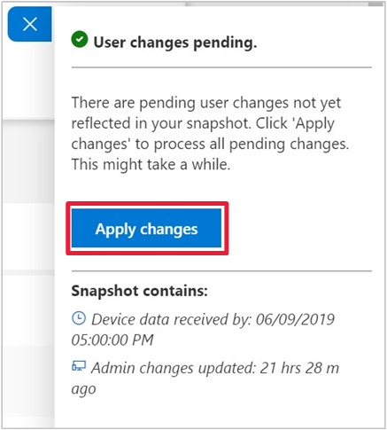 Screenshot of expanded data currency flyout in Desktop Analytics portal