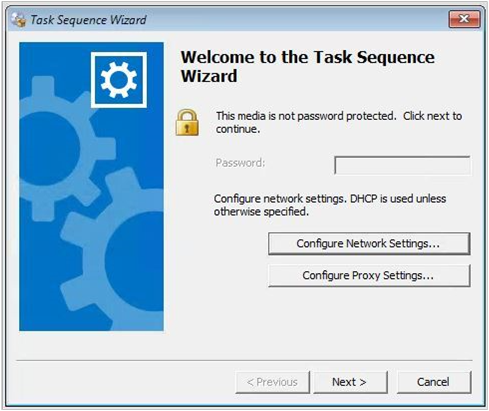 Screenshot of main page of the Task Sequence Wizard.