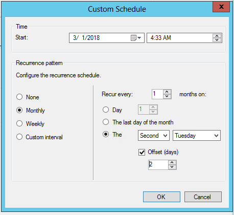 ADR custom evaluation schedule offset from base day
