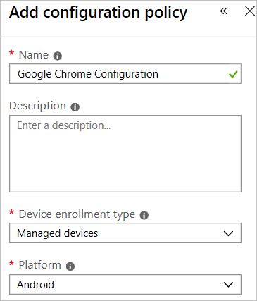 Add Google Chrome Configuration policy