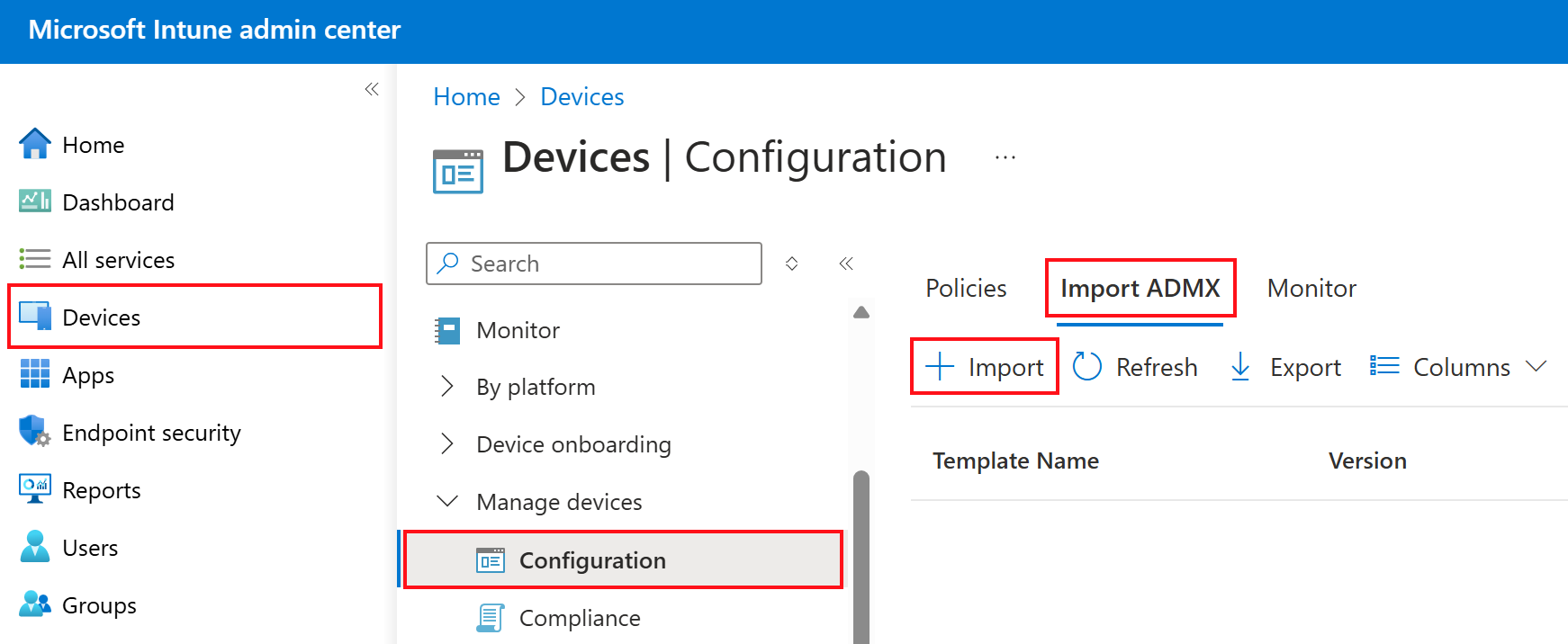 Import custom and third party partner ADMX templates in Microsoft