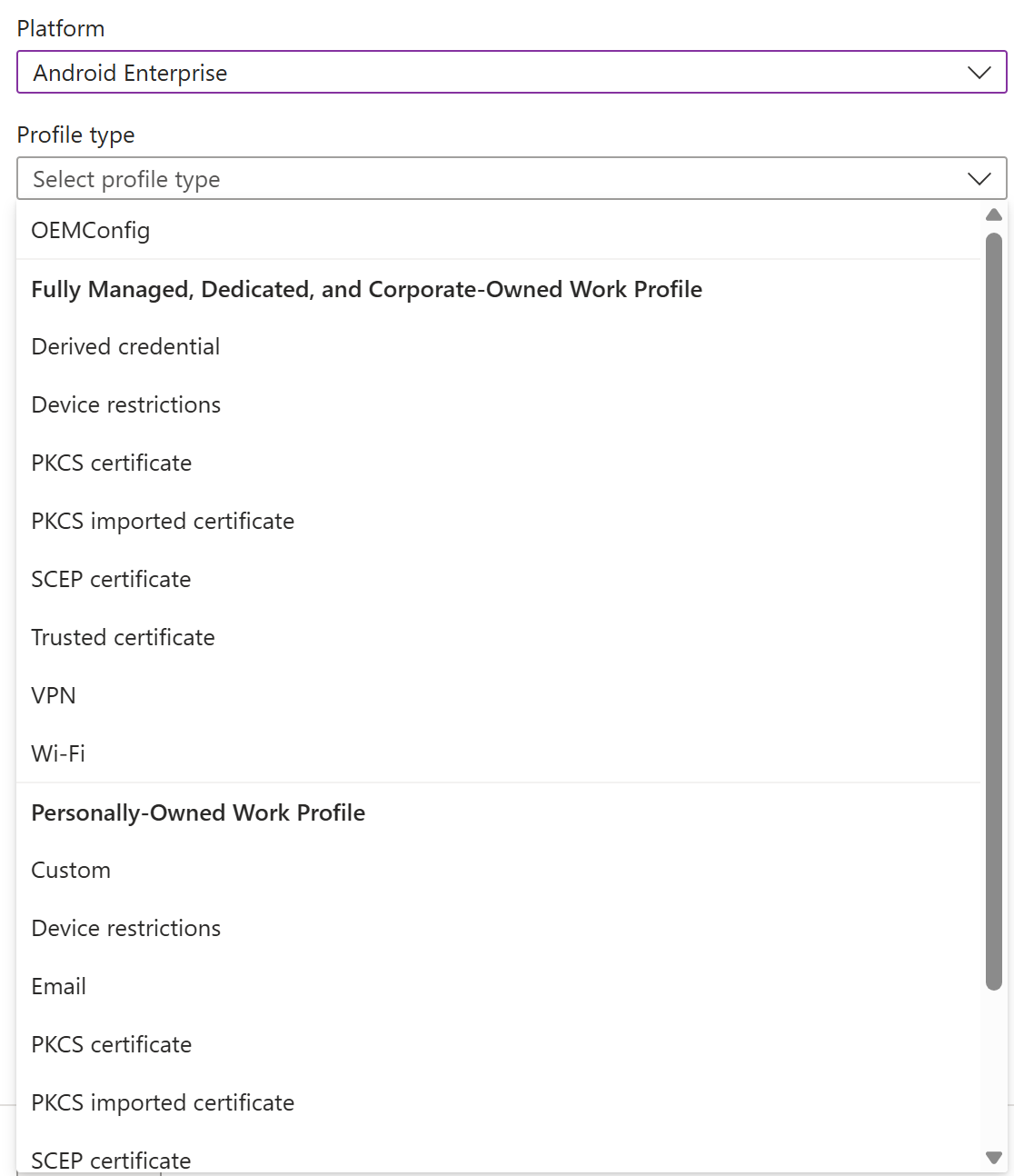 Platform Manager – Profiles Editing