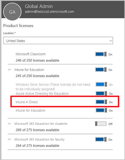 assign intune license to a device