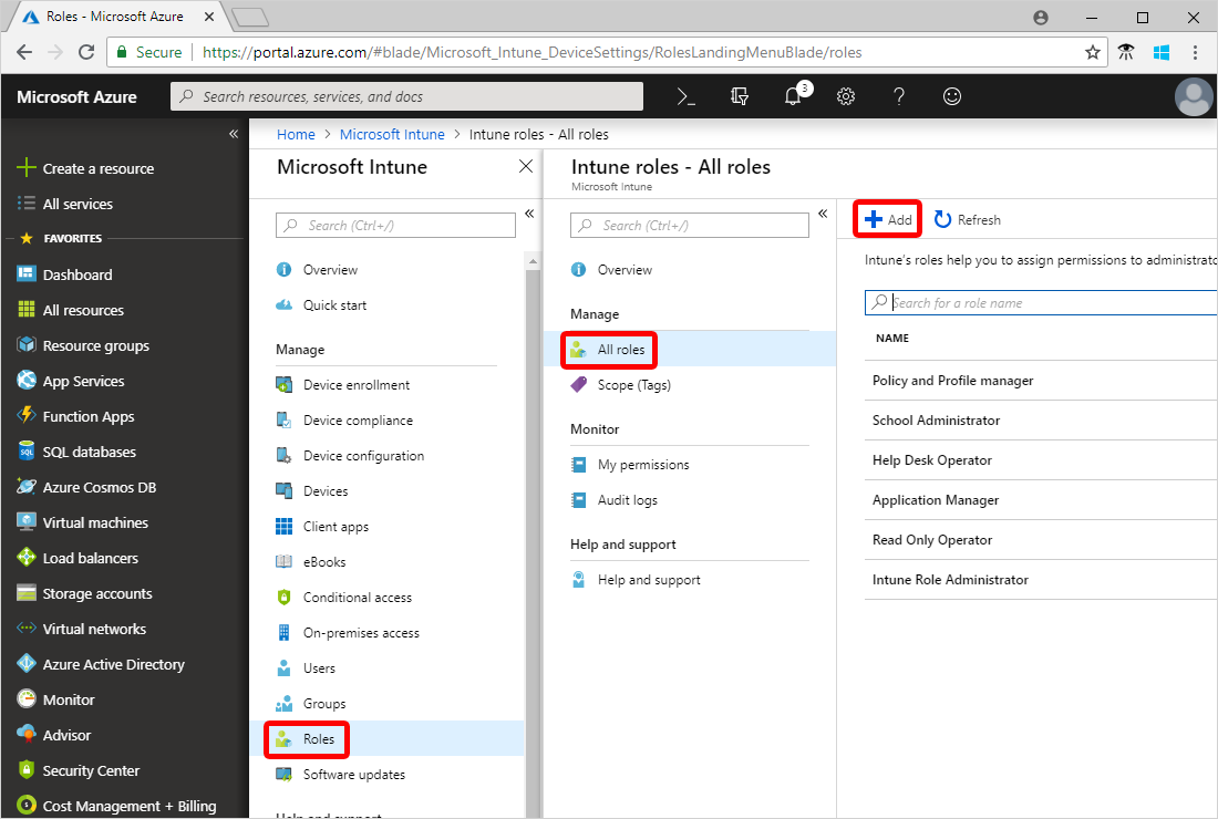 intune custom role assignment