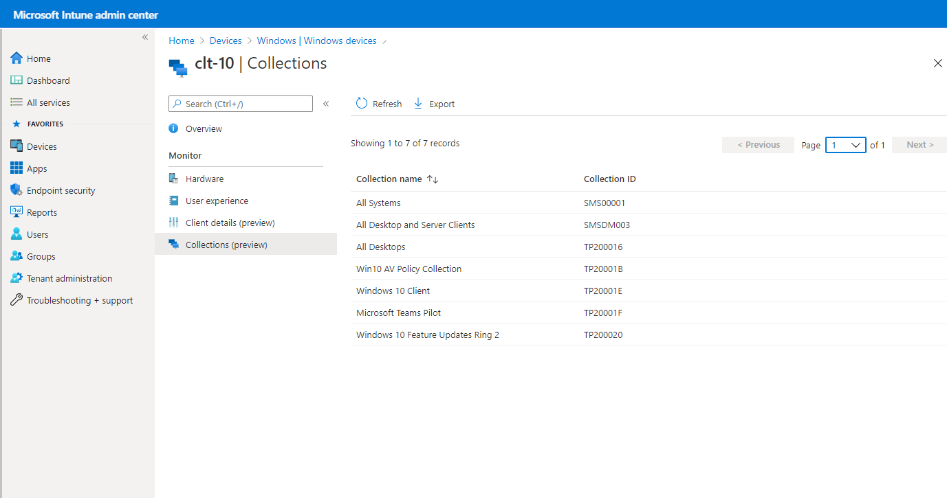 Client collections in Microsoft Intune admin center