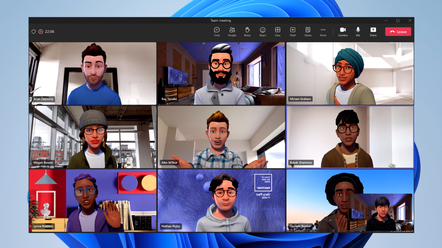 An image of people meeting in Microsoft Teams as avatars.