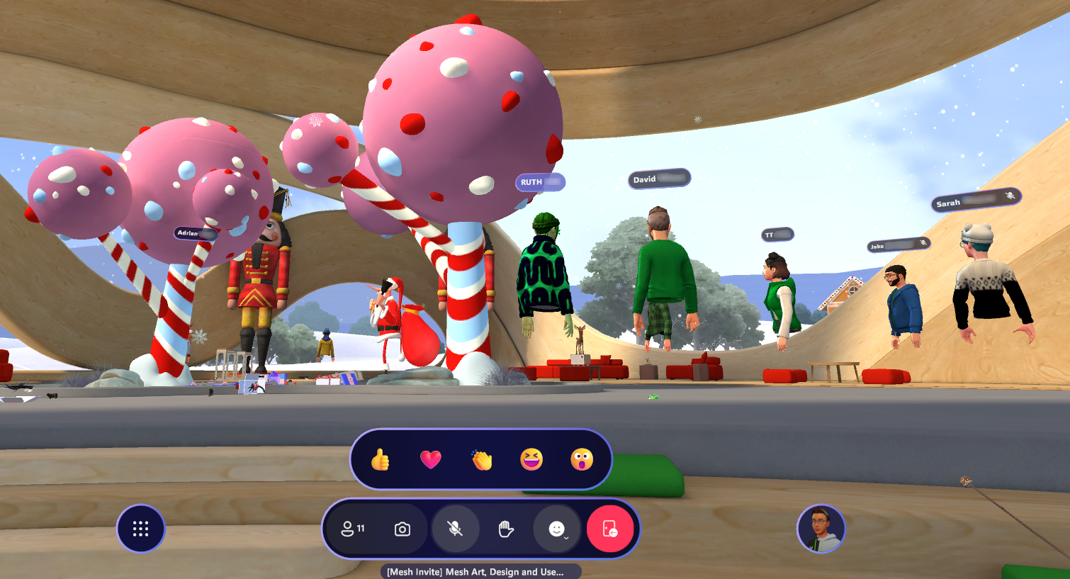 A screenshot of avatars spawned in a Mesh experience.