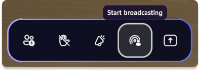 Broadcast button in a Mesh event in the host panel.