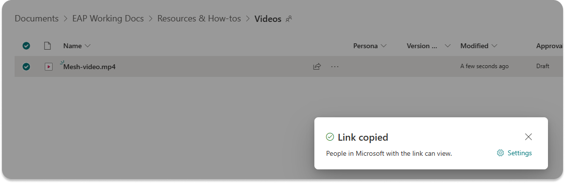 Sharepoint link copied in sharepoint