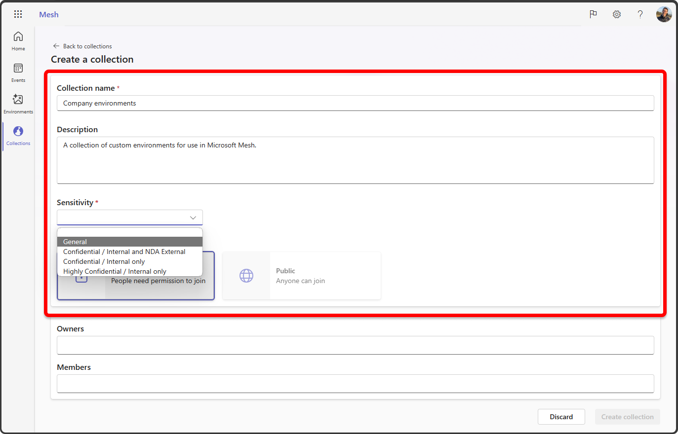 Manage Mesh collections - Microsoft Mesh