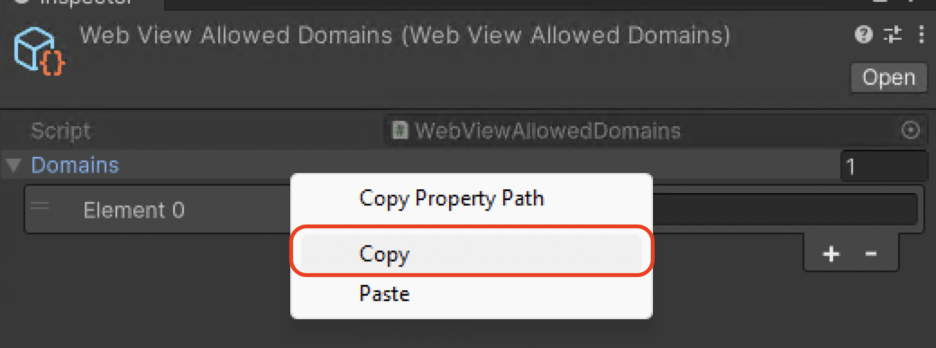 Copy allowed domains.