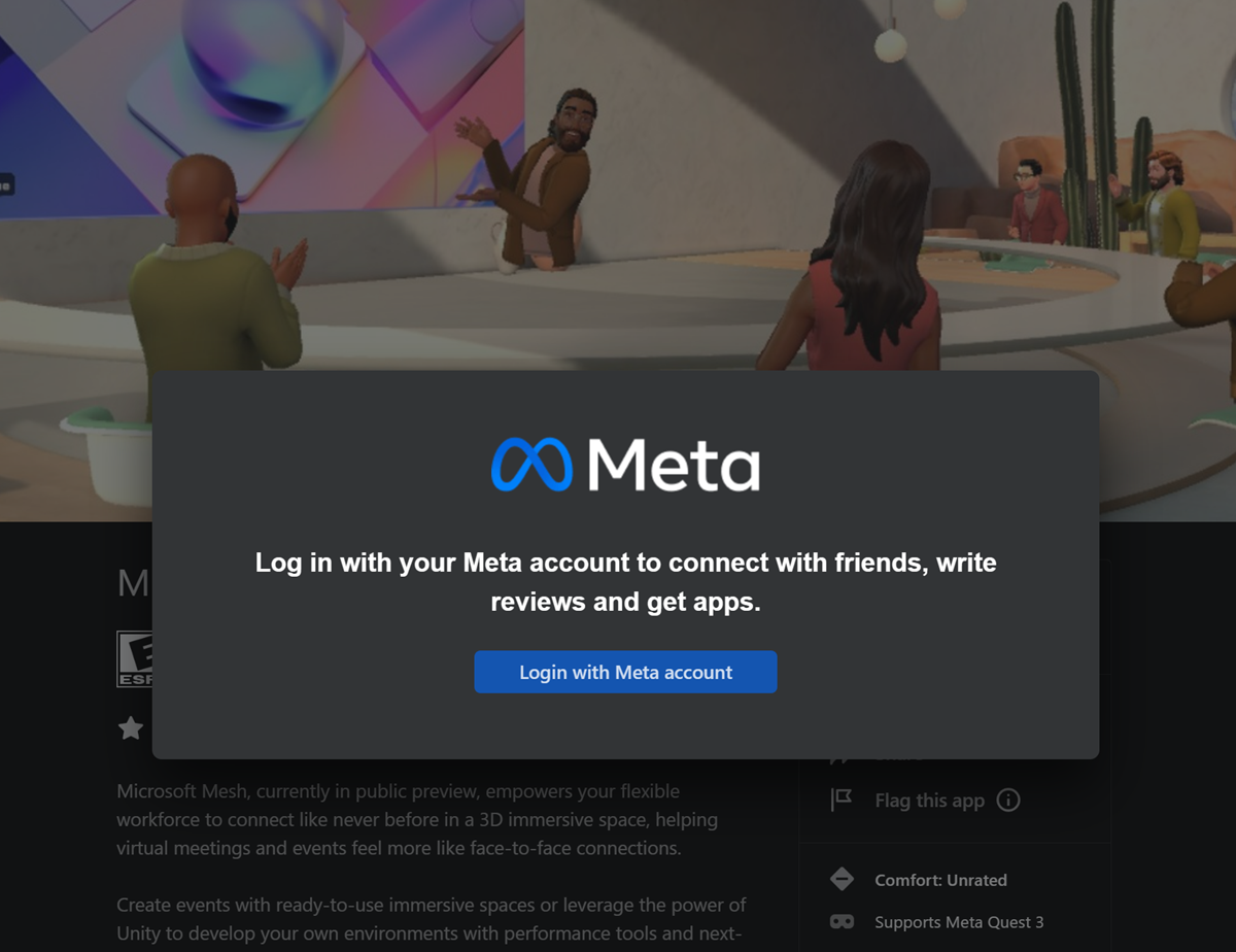 Log in to meta account